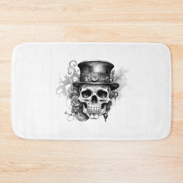 Item preview, Steampunk skull with top hat – watercolor with roses & gears designed and sold by Rose Design & Photos.