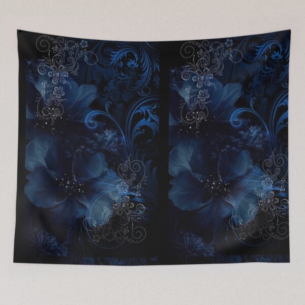 Item preview, Blue Frutiger Metro Moon: Whimsigoth Gothic Floral designed and sold by BrontesWhimsyStore.