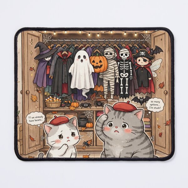 Item preview, Too Many Halloween Costumes Kawaii Cats - Freda and Junior Decision Anxiety - Spooky Closet designed and sold by MAISON SYLVIE.