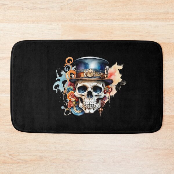 Item preview, Steampunk skull with top hat – watercolor with roses & gears designed and sold by Rose Design & Photos.