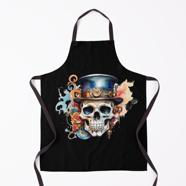 Item preview, Steampunk skull with top hat – watercolor with roses & gears designed and sold by Rose Design & Photos.