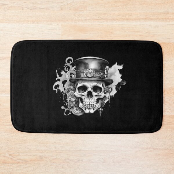 Item preview, Steampunk skull with top hat – watercolor with roses & gears designed and sold by Rose Design & Photos.