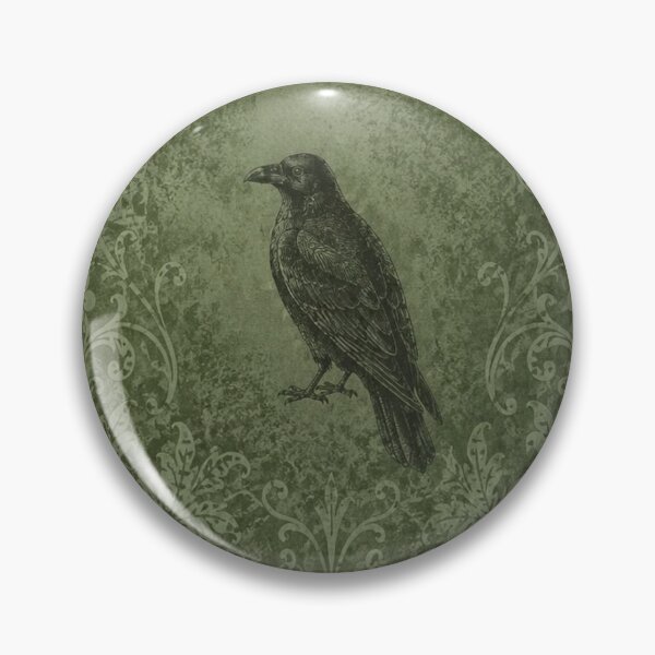 Item preview, Green Whimsigoth Raven: Gothic Damask Crow Aesthetic designed and sold by BrontesWhimsyStore.