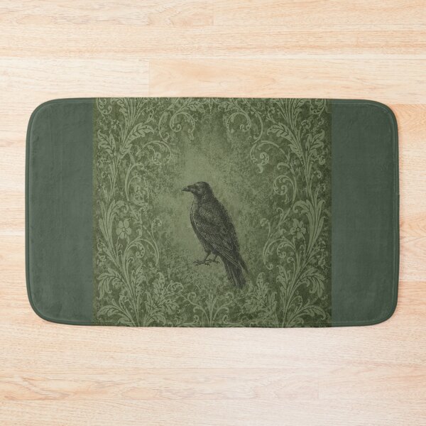 Item preview, Green Whimsigoth Raven: Gothic Damask Crow Aesthetic designed and sold by BrontesWhimsyStore.