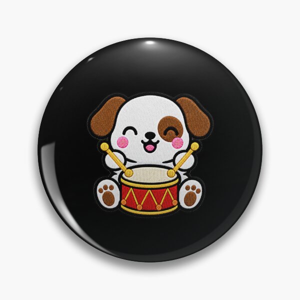 Item preview, Cute Puppy Playing Red Drum Kawaii Embroidery Patch designed and sold by ColorSplash123.