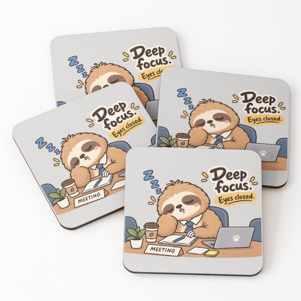 Item preview, Title  Deep Focus Eyes Closed Funny Sloth Meeting Office Humor designed and sold by ChubbyGoong.