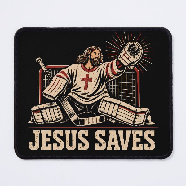 Item preview, Jesus Saves Funny Jesus Hockey Player designed and sold by Izanmie.