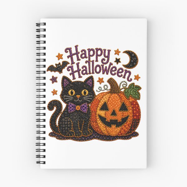 Item preview, Quilted Halloween Black Cat Patchwork Pumpkin Applique designed and sold by chattsuede.