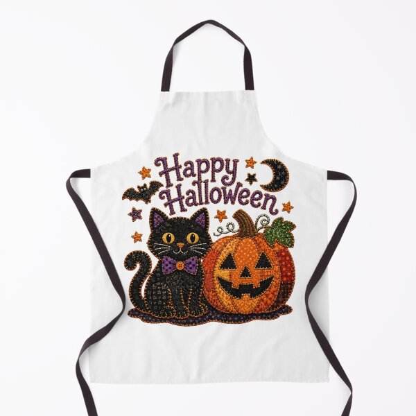 Item preview, Quilted Halloween Black Cat Patchwork Pumpkin Applique designed and sold by chattsuede.