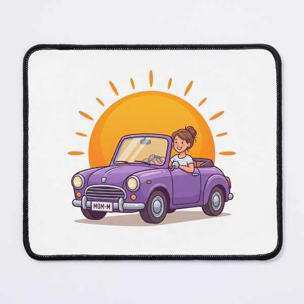 Item preview, Happy Mom Driving Vintage Purple Car Nursery Sticker Art designed and sold by KaleeDesigns.