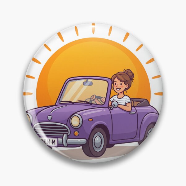 Item preview, Happy Mom Driving Vintage Purple Car Nursery Sticker Art designed and sold by KaleeDesigns.