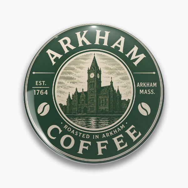 Artikelvorschau, Arkham Coffee – Vintage-Kaffee-Emblem – Lovecraft Arkham, Massachusetts entworfen und verkauft von Extravanganzza.