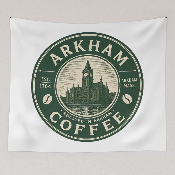 Item preview, Arkham Coffee - Vintage Coffee Emblem - Lovecraft Arkham Massachusetts designed and sold by Extravanganzza.
