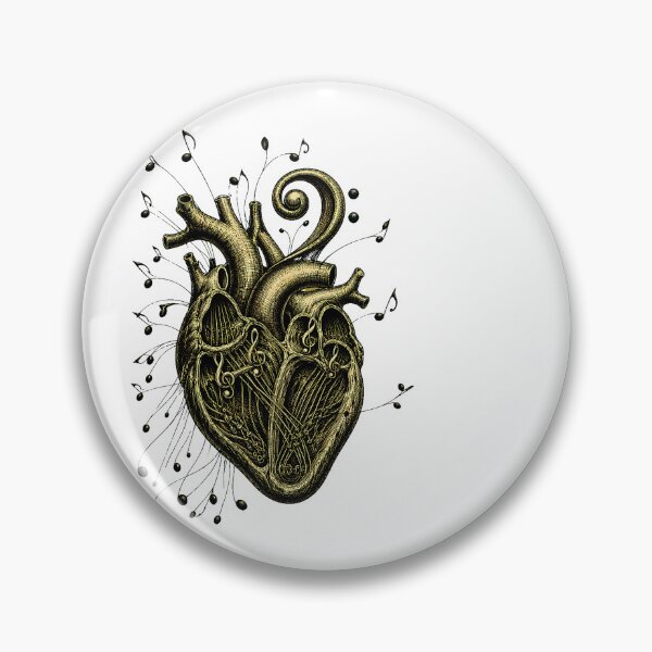 Item preview, Anatomical Heart Music Notes Antique Engraving Classical Symphony designed and sold by chattsuede.