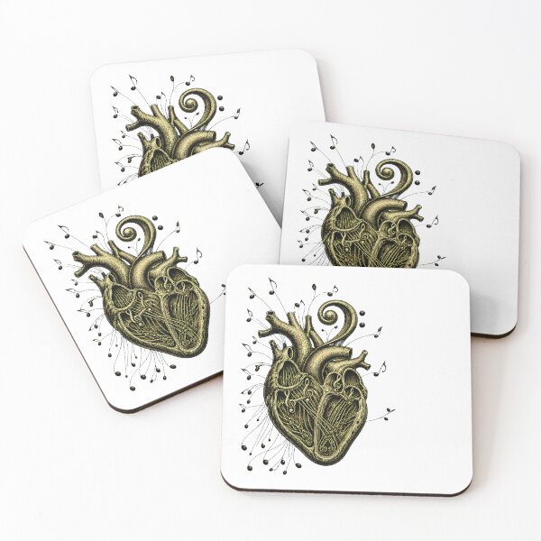 Item preview, Anatomical Heart Music Notes Antique Engraving Classical Symphony designed and sold by chattsuede.