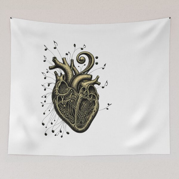 Item preview, Anatomical Heart Music Notes Antique Engraving Classical Symphony designed and sold by chattsuede.