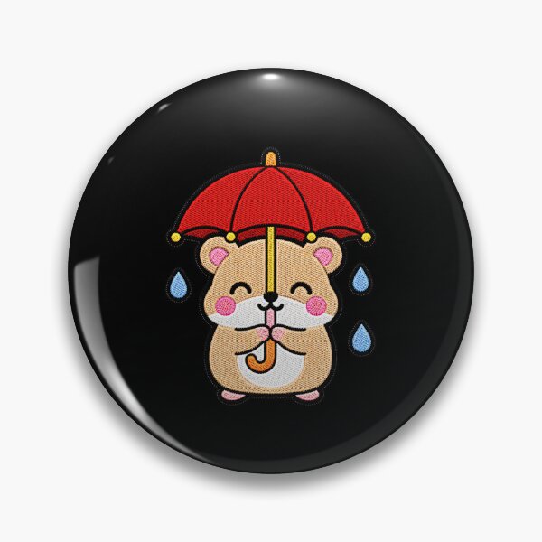 Item preview, Cute Hamster Holding Red Umbrella Kawaii Embroidery Patch designed and sold by ColorSplash123.