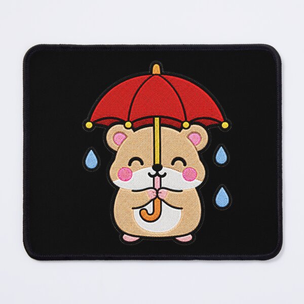 Item preview, Cute Hamster Holding Red Umbrella Kawaii Embroidery Patch designed and sold by ColorSplash123.