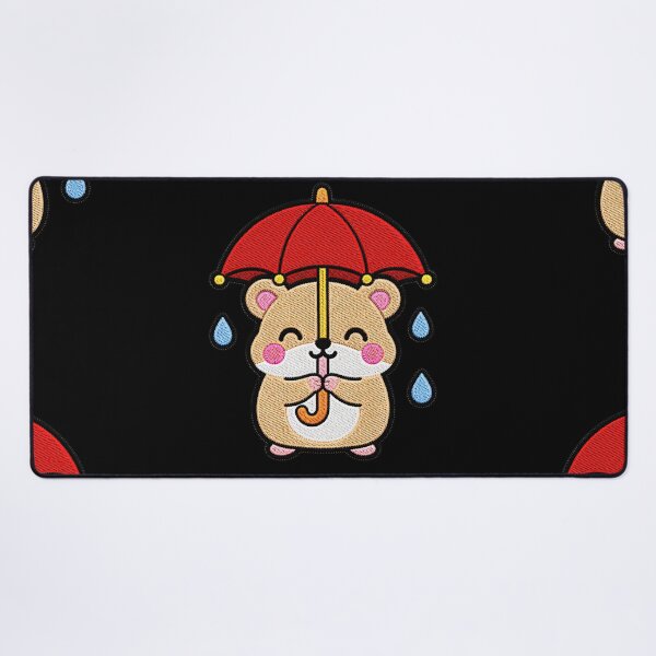 Item preview, Cute Hamster Holding Red Umbrella Kawaii Embroidery Patch designed and sold by ColorSplash123.