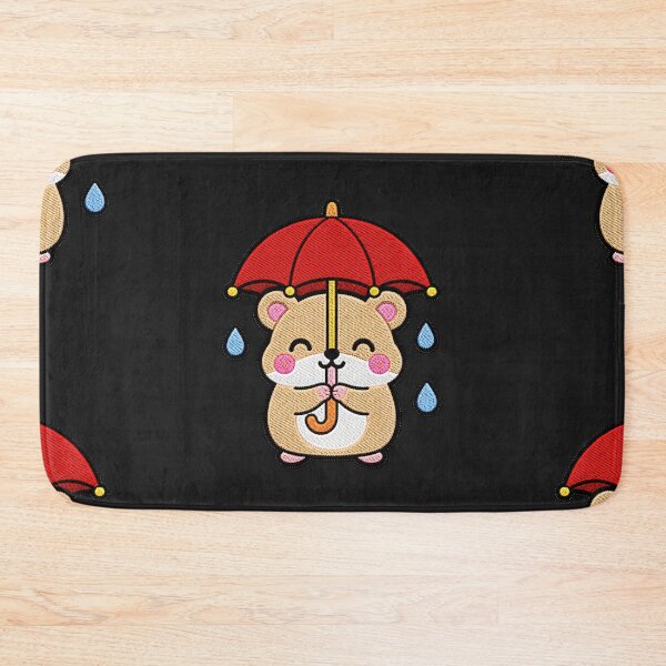 Item preview, Cute Hamster Holding Red Umbrella Kawaii Embroidery Patch designed and sold by ColorSplash123.