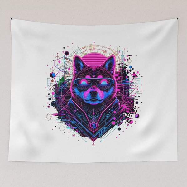 Item preview, Synthwave Shiba Inu Futuristic Dog Sunglasses designed and sold by chattsuede.