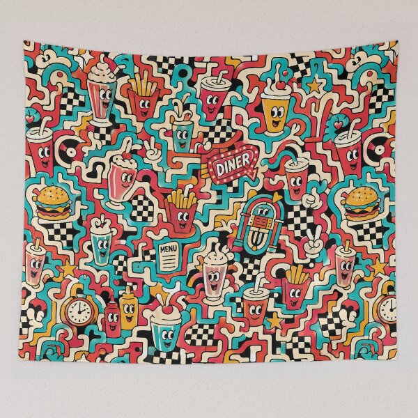 Item preview, Vintage Diner Checkers (Retro 50s x Doodle) designed and sold by Thai Vibe Studio.