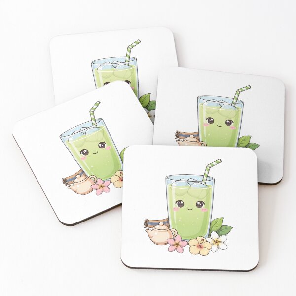 Item preview, Cute Kawaii Iced Green Tea Sticker designed and sold by ChibiPCStudio.