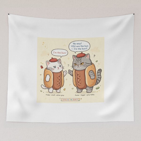 Aperçu de l'œuvre I'm The Bun Kawaii Hot Dog Cats - Freda and Junior Funny Costume Argument Meme créée et vendue par MAISON SYLVIE.