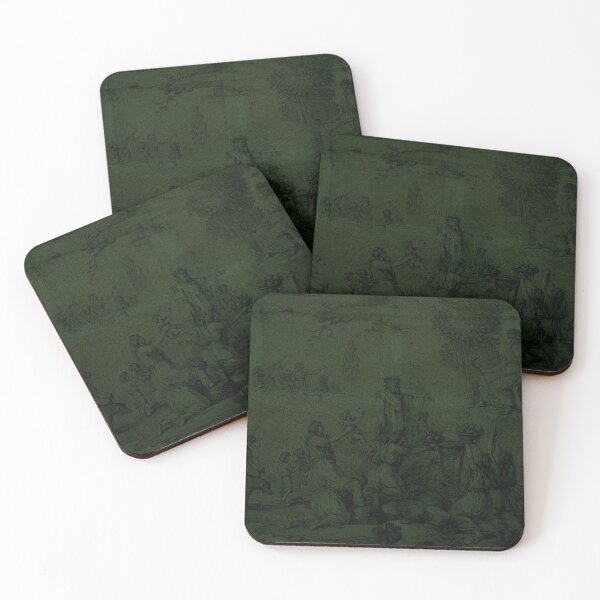 Item preview, Green Whimsigoth Toile: Gothic Pastoral Renaissance Art designed and sold by BrontesWhimsyStore.
