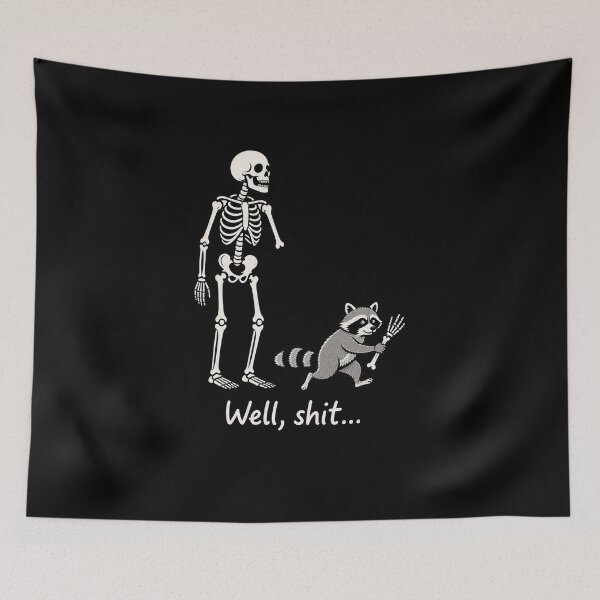 Item preview, Funny Skeleton With Raccoon Arm Theft Halloween Humor designed and sold by elderberry.