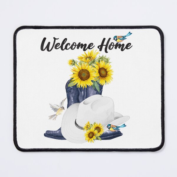 Item preview, Welcome Home with Cowboy Boots/Hat, Sunflowers & Birds designed and sold by JeweledDesigns.