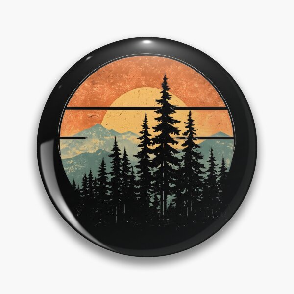 Item preview, Vintage Mountain Pine Tree Shirt, Retro Forest Sunset Graphic Tee, Rustic Wilderness Outdoor Nature Gift designed and sold by Catspeachy.