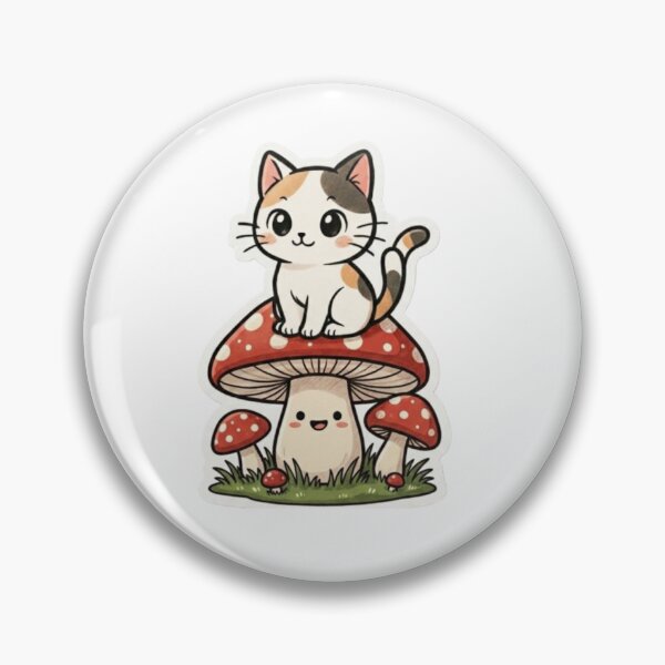 Item preview, Kawaii Cat Sitting on Mushroom | Cute Cottagecore Cat Art Gift designed and sold by PrintforDesign.