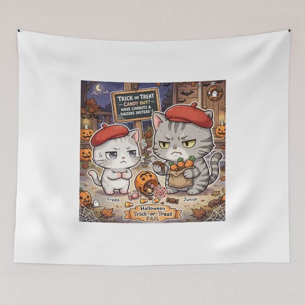 Item preview, Trick Or Treat Fail Kawaii Cats - Carrots and Raisins Instead of Candy - Freda and Junior Halloween designed and sold by MAISON SYLVIE.