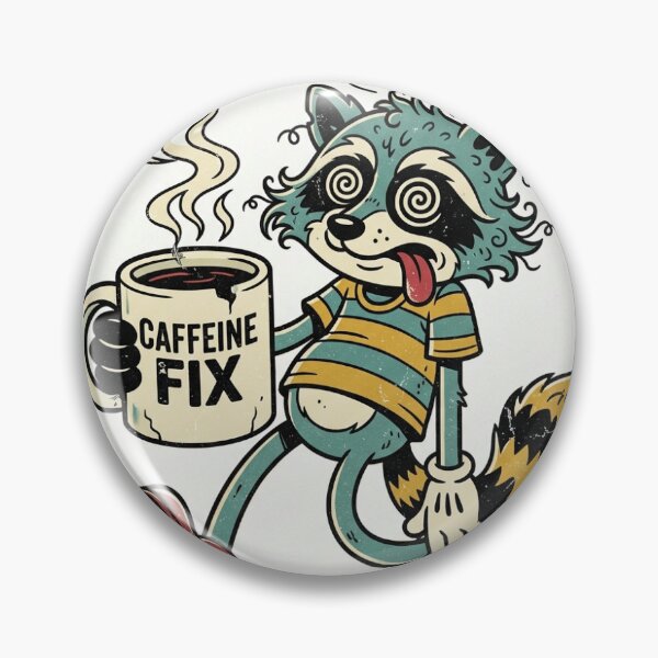 Item preview, Caffeine Fix Overstimulated Raccoon Funny 1930s Cartoon Sticker designed and sold by RetroVibe Supply.