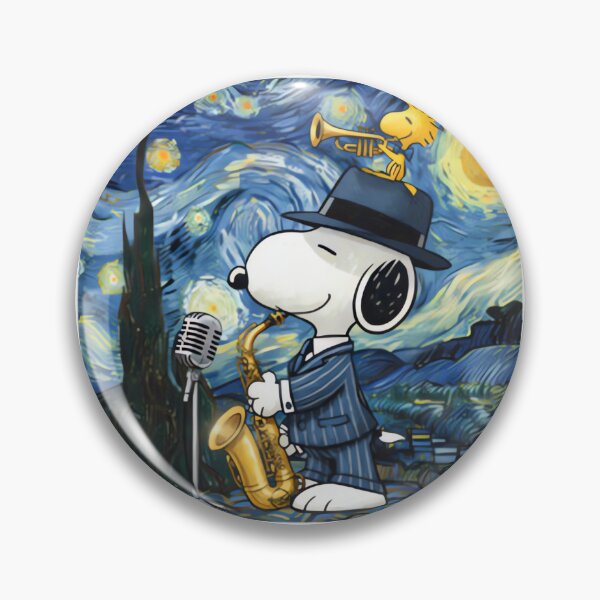 Item preview, Snoopy Woodstock Starry Night Jazz Art Print | ⭐⭐⭐⭐⭐ designed and sold by Evermore20.