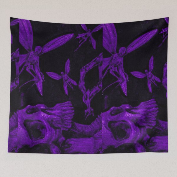 Item preview, Dark Fairycore Skull Pattern - Moody Neon Purple Goth Aesthetic designed and sold by BrontesWhimsyStore.