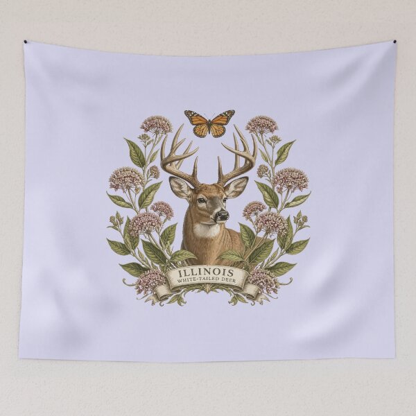 Item preview, Wild Illinois Deer, Milkweed, and Butterfly designed and sold by taiche.