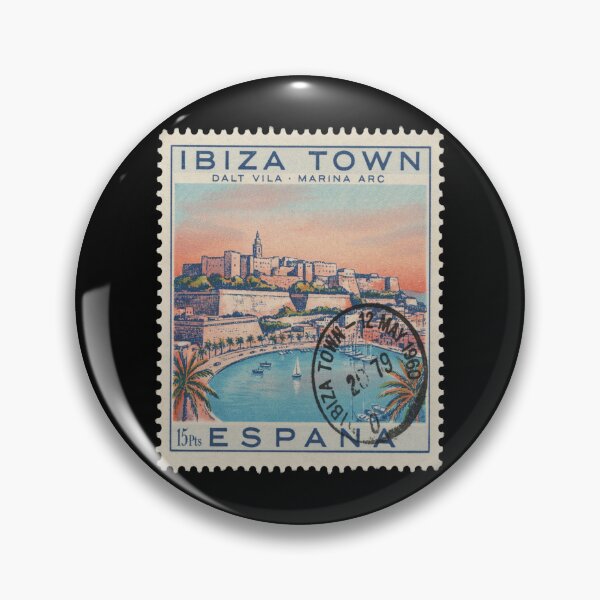 Item preview, Ibiza Town Dalt Vila Mediterranean Marina Stamp Sticker designed and sold by stickercuffs.