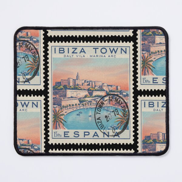 Item preview, Ibiza Town Dalt Vila Mediterranean Marina Stamp Sticker designed and sold by stickercuffs.