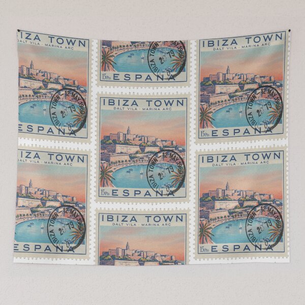 Item preview, Ibiza Town Dalt Vila Mediterranean Marina Stamp Sticker designed and sold by stickercuffs.