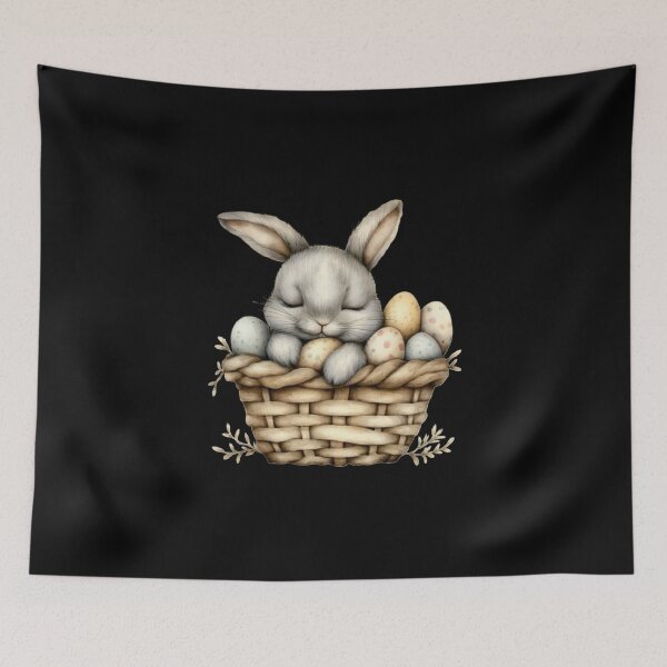 Item preview, Cute Bunny in Basket with Eggs designed and sold by sreabby.