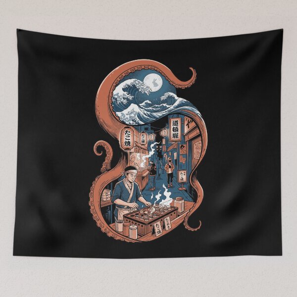 Item preview, Japanese Takoyaki Street Food Great Wave Octopus Tentacle Osaka Aesthetic designed and sold by mood-draftsman.