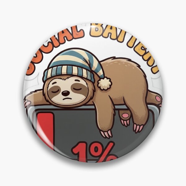 Item preview, Social Battery 1 Percent Exhausted Sloth Funny Introvert Sticker designed and sold by RetroVibe Supply.