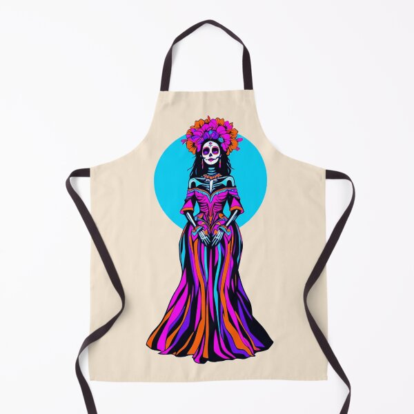 Item preview, Elegant La Catrina in Striped Gown – Day of the Dead Sugar Skull designed and sold by KungPowUnicorn.