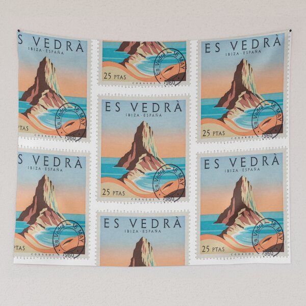 Item preview, Es Vedrà Ibiza Mediterranean Rock Island Stamp Sticker designed and sold by stickercuffs.
