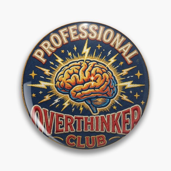 Item preview, Professional Overthinker Club Vintage Embroidered Badge Sticker designed and sold by RetroVibe Supply.