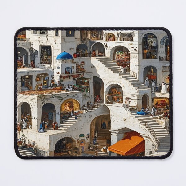 Item preview, An Architectural Layers of a Mediterranean Village Showcasing Lively Markets and Cozy Gatherings designed and sold by Matt_Smith.