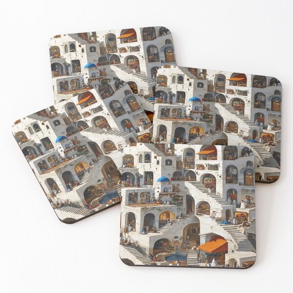 Item preview, An Architectural Layers of a Mediterranean Village Showcasing Lively Markets and Cozy Gatherings designed and sold by Matt_Smith.