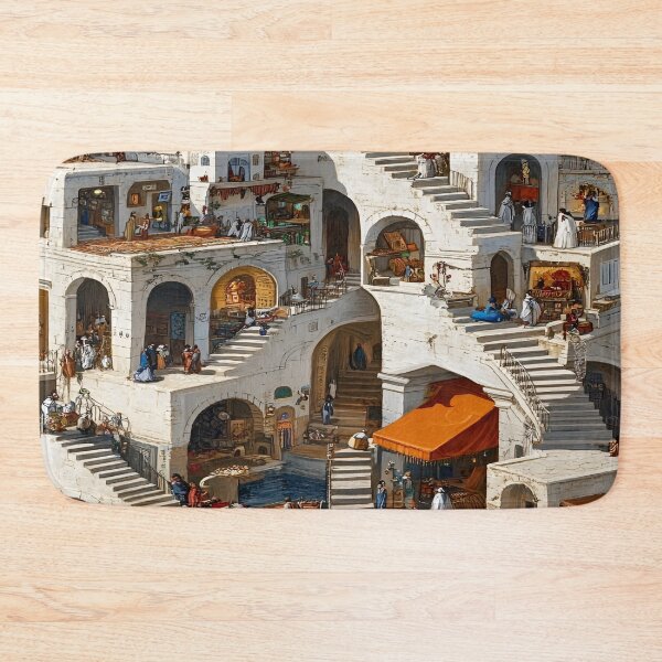 Item preview, An Architectural Layers of a Mediterranean Village Showcasing Lively Markets and Cozy Gatherings designed and sold by Matt_Smith.